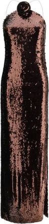 Magda Butrym Rose Detail Sequin Long Dress