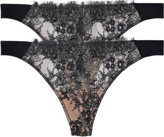 Skarlett Blue Entice 2-Pack Thongs in Black/nylon at Nordstrom, Size X-Large