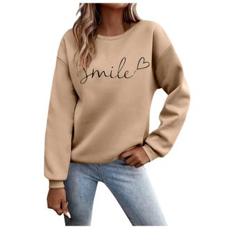 Generic jumpers for women uk Fall Long Sleeve Shirts Ladies 2025 Crew Neck Fashion Hoodies Casual Long Sweatshirt Tops Sweaters Winter Casual Outwear Pullover