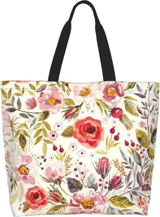 Generic Flower Flower Romantic Leaves Women Handbag Waterproof Tote Bag Reusable Shoulder Bags For Ladies Picnic Work