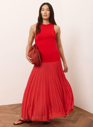Mint Velvet Knit Pleated Maxi Dress in Red at Nordstrom, Size X-Large