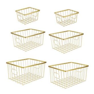 Happimess Camden Vintage Industrial Handmade Wire Metal Nesting Storage Baskets in Gold at Nordstrom