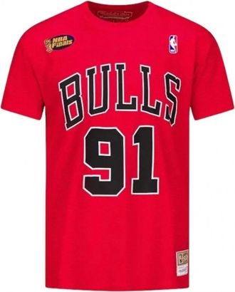 Mitchell & Ness T-shirt Chicago Bulls - Dennis Rodman - Heren - Sportshirts - Rood - S - Fitness