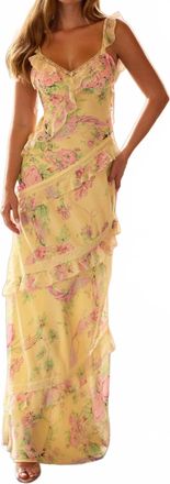 Sherri Hill Gown Style In Light Yellow Print