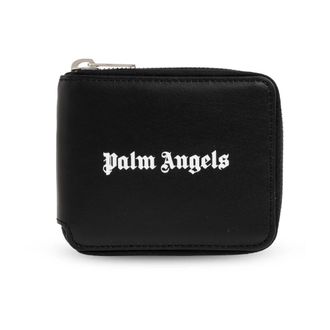 Palm Angels Accessoires, Heren, Zwart, ONE Size, Leer, Leren Portemonnee met Logo