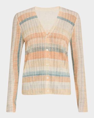 TSE Superfine Cashmere Striped Cardigan