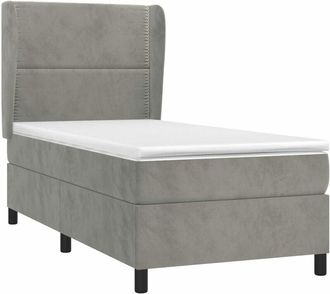 vidaXL Vidaxl - Cama Box Spring Con Colch&oacute;n Terciopelo Gris Claro 100x200 Cm