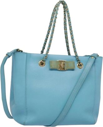 Ferragamo Pre-owned Tote Bags, female, Blue, Size: ONE SIZE Pre-owned Vintage Tote Bag