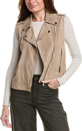 Brunello Cucinelli Wheat Suede Biker Vest, Brand Size 36 (US Size 2)