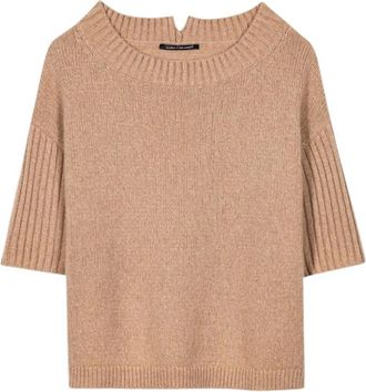 Luisa Cerano Ronde hals gebreid - Dames - Ronde hals truien - Beige - XL - Truien & Vesten