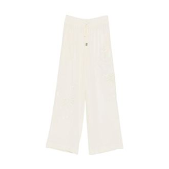 Ermanno Scervino Wide Trousers, female, White, Size: XS Silk Pajama Trousers