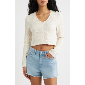 Rip Curl Sunset Luau Textured Long Sleeve Crop Top in Shell at Nordstrom, Size Xx-Small