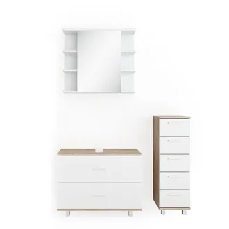Vicco Conjunto De Muebles De Ba&ntilde;o Ilias, Blanco/sonoma, 3 Piezas