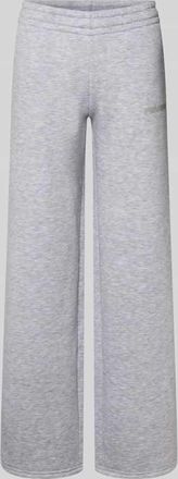 Review Sweatpants mit elastischem Bund in Hellgrau Melange, Größe XL