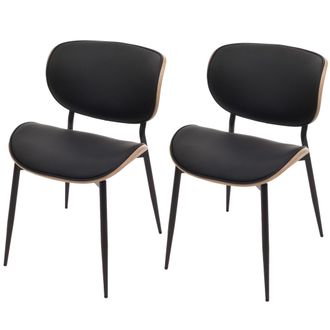 Hhg Hhg - Nunca Usado] Juego De 2 Sillas De Comedor 233, Silla, Madera Curvada Imitaci&oacute;n Cuero 280g/m&sup2; Oeko-tex Mvg, Natural, Negro