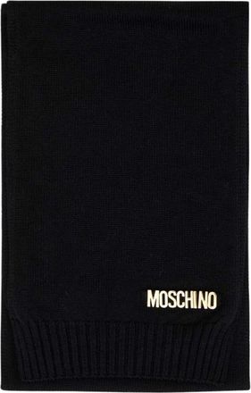 Moschino Sjaal met logo-detail - unisex - Wintersjaals - Zwart - ONE Size - Wol - Accessoires