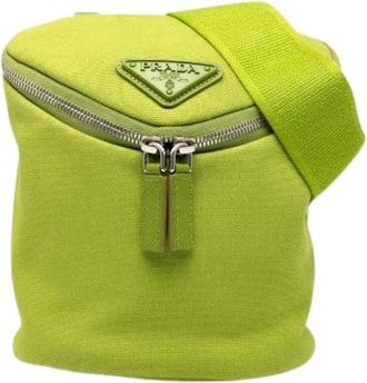 Prada Pre-owned Cross Body Bags, female, Green, Size: ONE SIZE Pre-owned Vintage Canvas Cross Body Bag