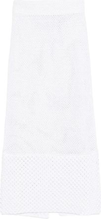 Brandon Maxwell Gonna con cuciture a rete e perle - Bianco
