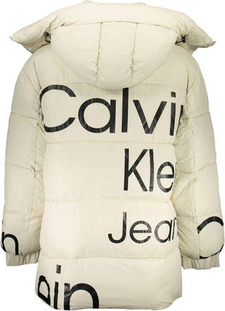 Calvin Klein Logo-Print Recycled Polyester Down Jacket - Beige