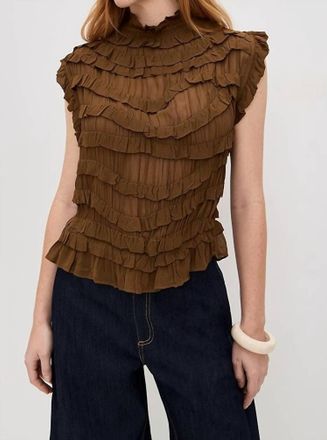 Rachel Comey Mali Pleated Top In Ochre
