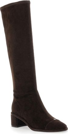 Tory Burch Womens Brown Knee-High Suede Boots With Block Heel Goat