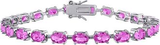 Rina Limor Silver 13.34 Ct. Tw. Lab-Grown Pink Sapphire Tennis Bracelet