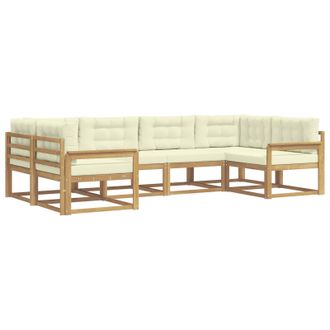 vidaXL Conjunto De Sof&aacute;s De Exterior Con Coj&iacute;n 6 Pcs Blanco Y Crema Vidaxl
