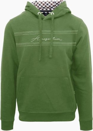Aquascutum Mens Hooded Neck Signature Print Sweatshirt - Green - Size: 40