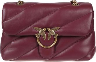 Pinko Burgundy Love Classic Puff Sheepskin Shoulder Bag