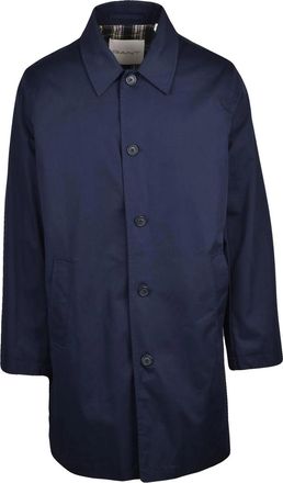 GANT Structured Cotton Car Coat with Button Closure and Distinctive Lining