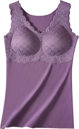 Generic Soft Basic Camisoles for Women Tanks Top New Womens Thermal Lined Underwear Tops Tank Top Warm Base Layer Vest Velvet Heating Base With Chest Pad Shel