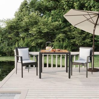 vidaXL Set Comedor De Jard&iacute;n 3 Pzas Con Cojines Rat&aacute;n Sint&eacute;tico Negro Vidaxl