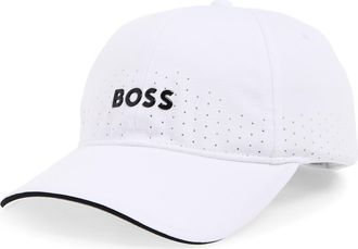 BOSS Perforated 6-Panel Adjustable Baseball Cap in White at Nordstrom