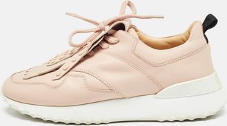 Tod's Tods Pink Leather Fringe Details Low Top Sneakers