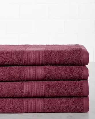 Superior Eco-Friendly 4Pc Solid Bath Cotton Towel Set