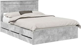 vidaXL Estructura De Cama Gris Concreto 140 X 190 Cm Madera Ingenieril Vidaxl