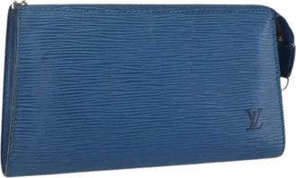 Louis Vuitton Pre-owned Leren Pouch - Dames - Vintage Clutch - Blauw - ONE Size - Leer - Vintage