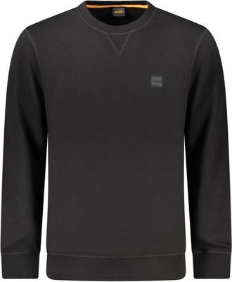 HUGO BOSS Klassieke Katoenen Trui met Ribdetails - Heren - Sweatshirts - Zwart - 2XL - Katoen - Hoodies & sweatvesten