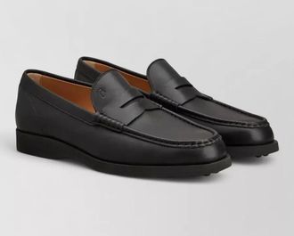 Tod's leather penny loafers round toe sole