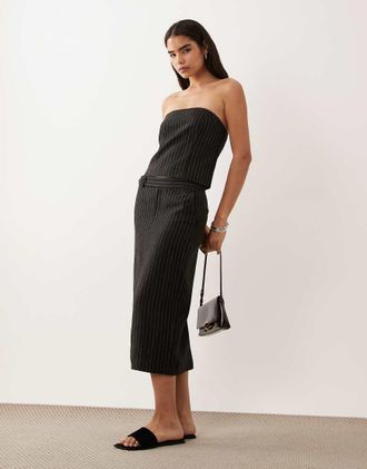 Ralph Lauren Gonna midi sartoriale nera in coordinato-Nero
