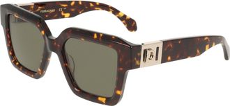 Ferragamo Green Square Ladies Sunglasses SF2084S 242 53