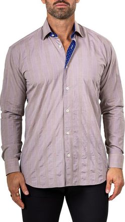Maceoo Fibonacci Marthy Contemporary Fit Button-Up Shirt in Brown at Nordstrom, Size 4