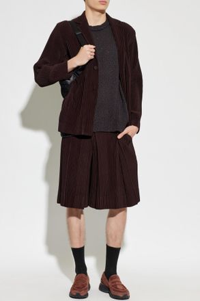 Homme Pliss&eacute; Issey Miyake Pleated Shorts, Mens, Brown
