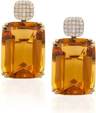 Goshwara Gossip Cushion Cut Drop Earrings in Yellow at Nordstrom