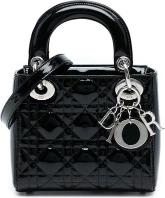 Dior 2015 Mini Patent Cannage Lady Dior satchel - Zwart