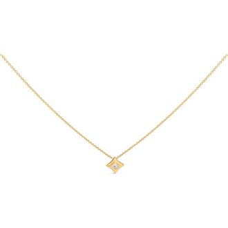 House of Brilliance 10K Gold 1/5 Cttw Bezel Set Princess Diamond Kite Shaped Solitaire Pendent Necklace in Yellow at Nordstrom