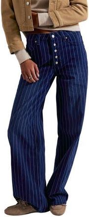 Free People Nia Stripe Boyfriend Jeans in Indigo Pinstripe at Nordstrom Rack, Size 28