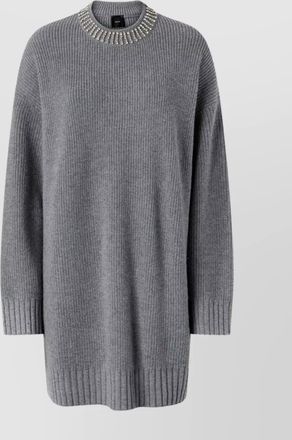 Pinko relaxed fit knee-length dress with embellished neckline