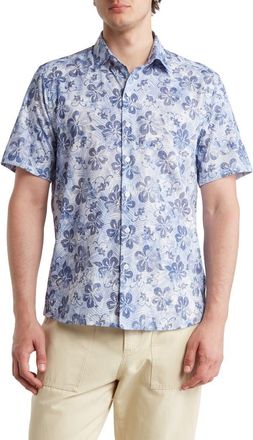 WESTZEROONE Balto Floral Short Sleeve Button-Up Shirt in Blue at Nordstrom Rack, Size Xx-Large