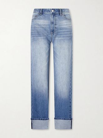 Tibi Jeans A Gamba Dritta Vita Bassa In Denim Cimosato Alec - Blu